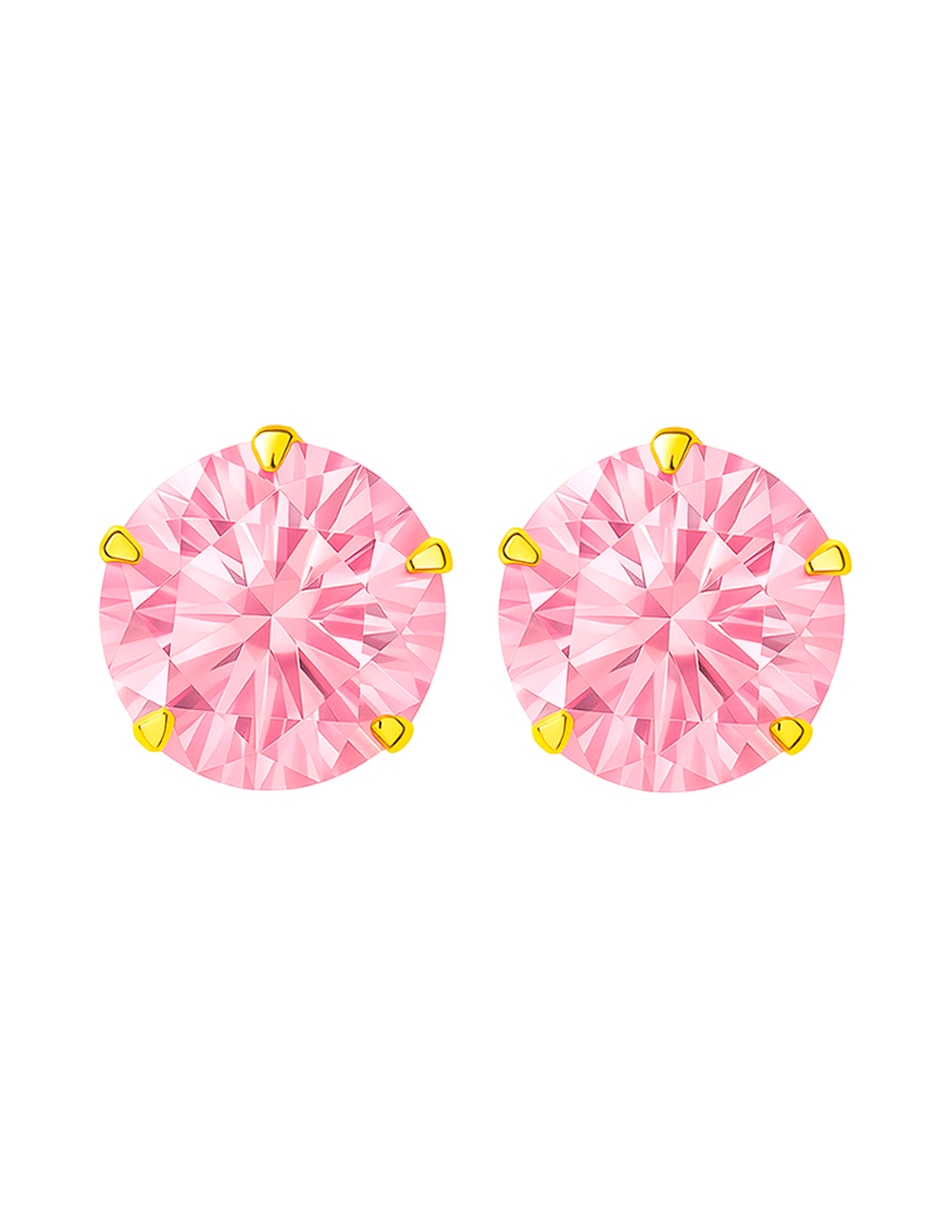 Broqueles de oro 14 k con acabado brillante zirconia Broqueles de oro 14 k con acabado brillante zirconia