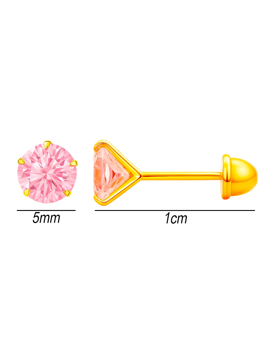 Broqueles de oro 14 k con acabado brillante zirconia 5
