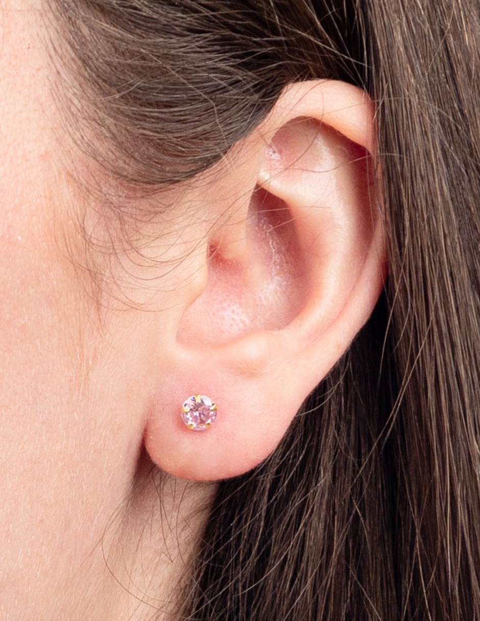 Broqueles de oro 14 k con acabado brillante zirconia 3