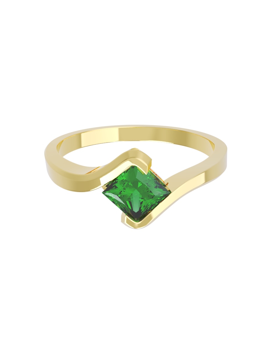 Anillo de compromiso de oro14 k eternidad zirconia