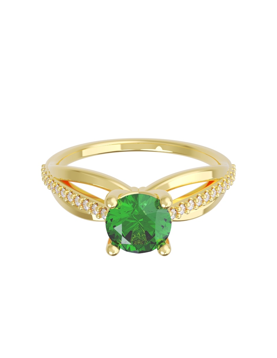 Anillo de compromiso de oro14 k eternidad zirconia
