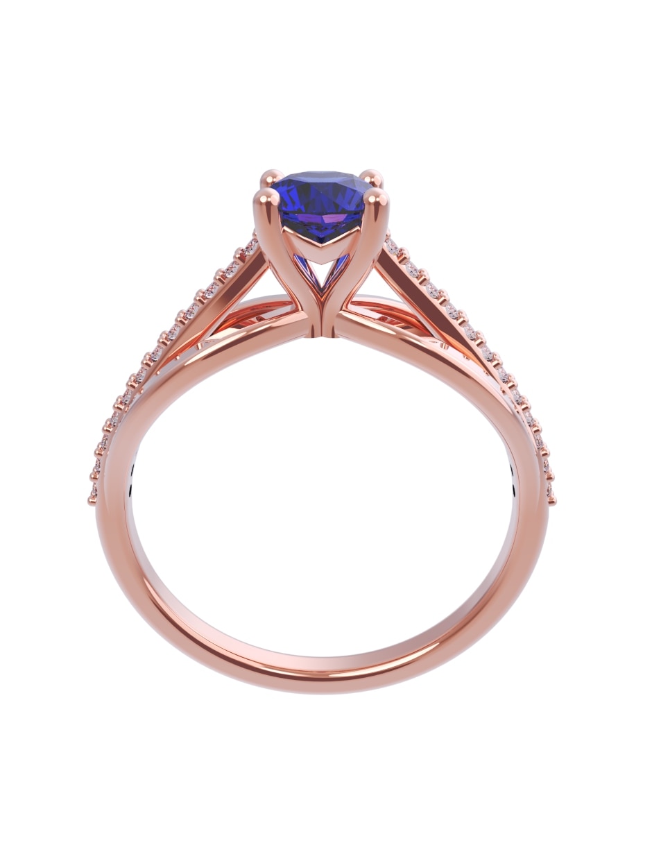 Anillo de compromiso de oro14 k eternidad zirconia 4