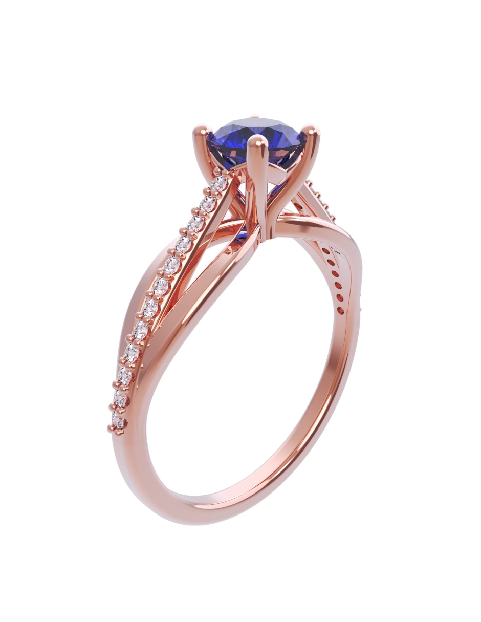 Anillo de compromiso de oro14 k eternidad zirconia 3