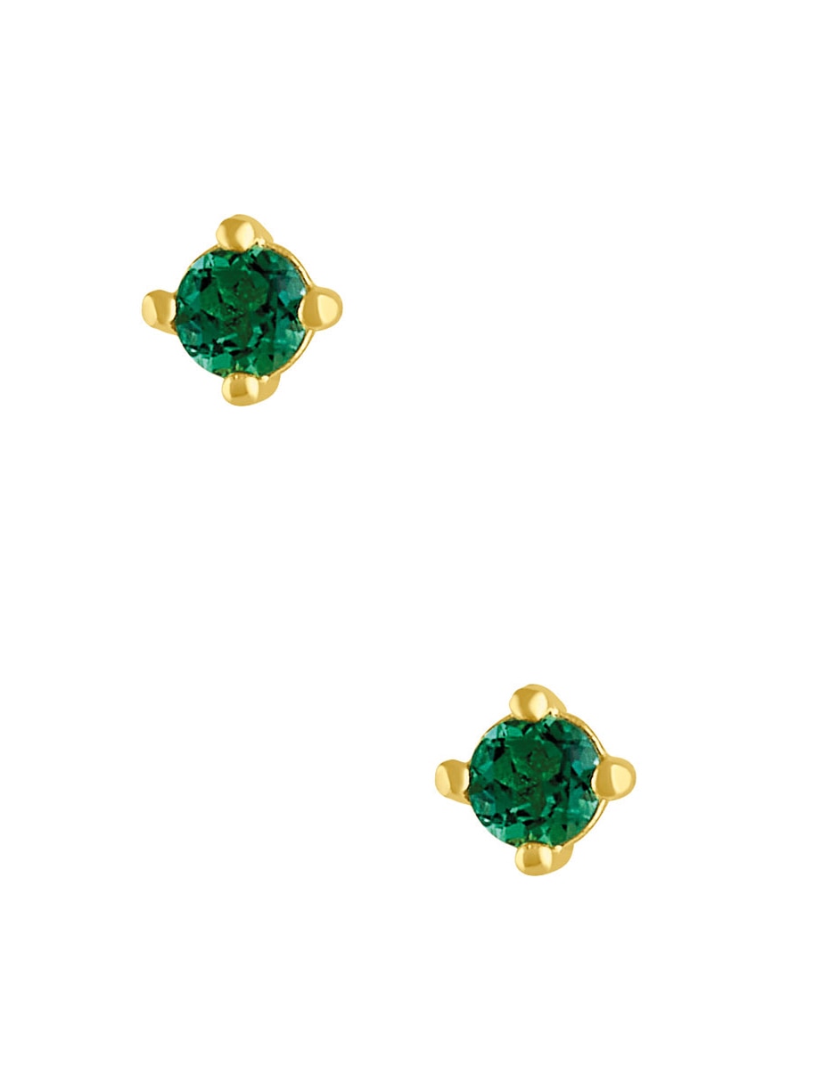 Broqueles aretes lab de oro amarillo 14 k con acabado pulido esmeralda Broqueles aretes lab de oro amarillo 14 k con acabado pulido esmeralda