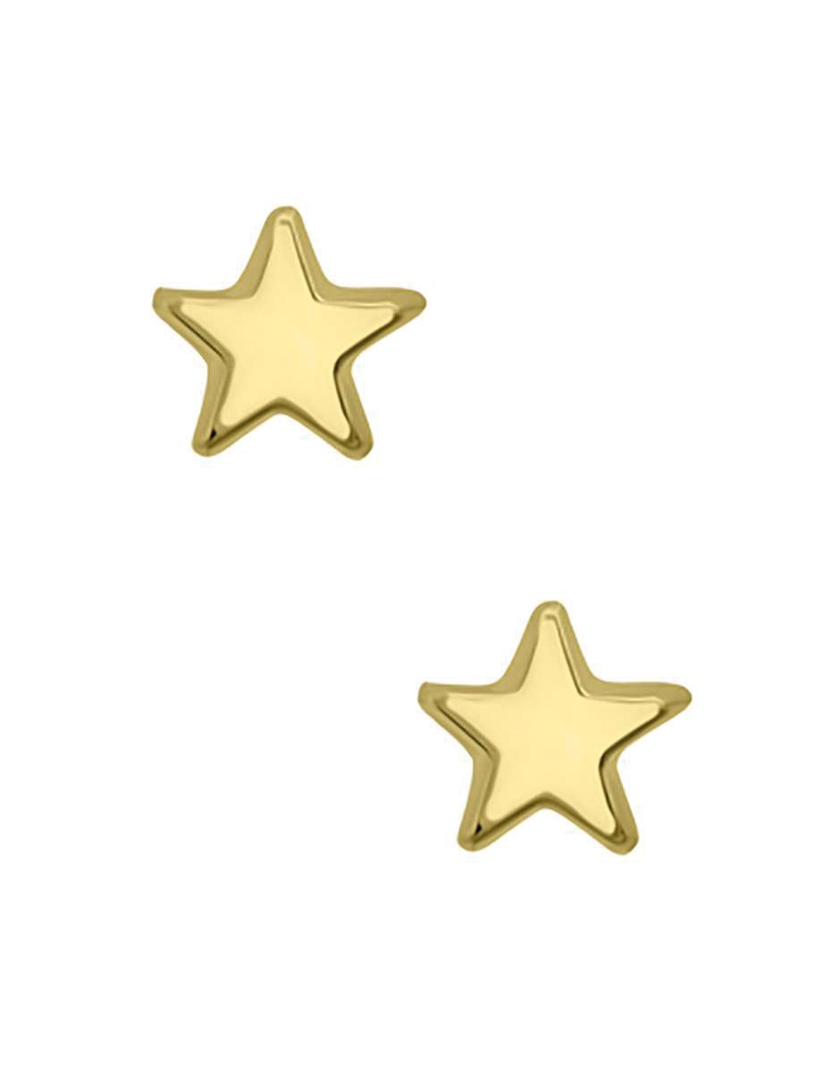 Broqueles de estrella de oro amarillo 14 K con acabado pulido Broqueles de estrella de oro amarillo 14 K con acabado pulido