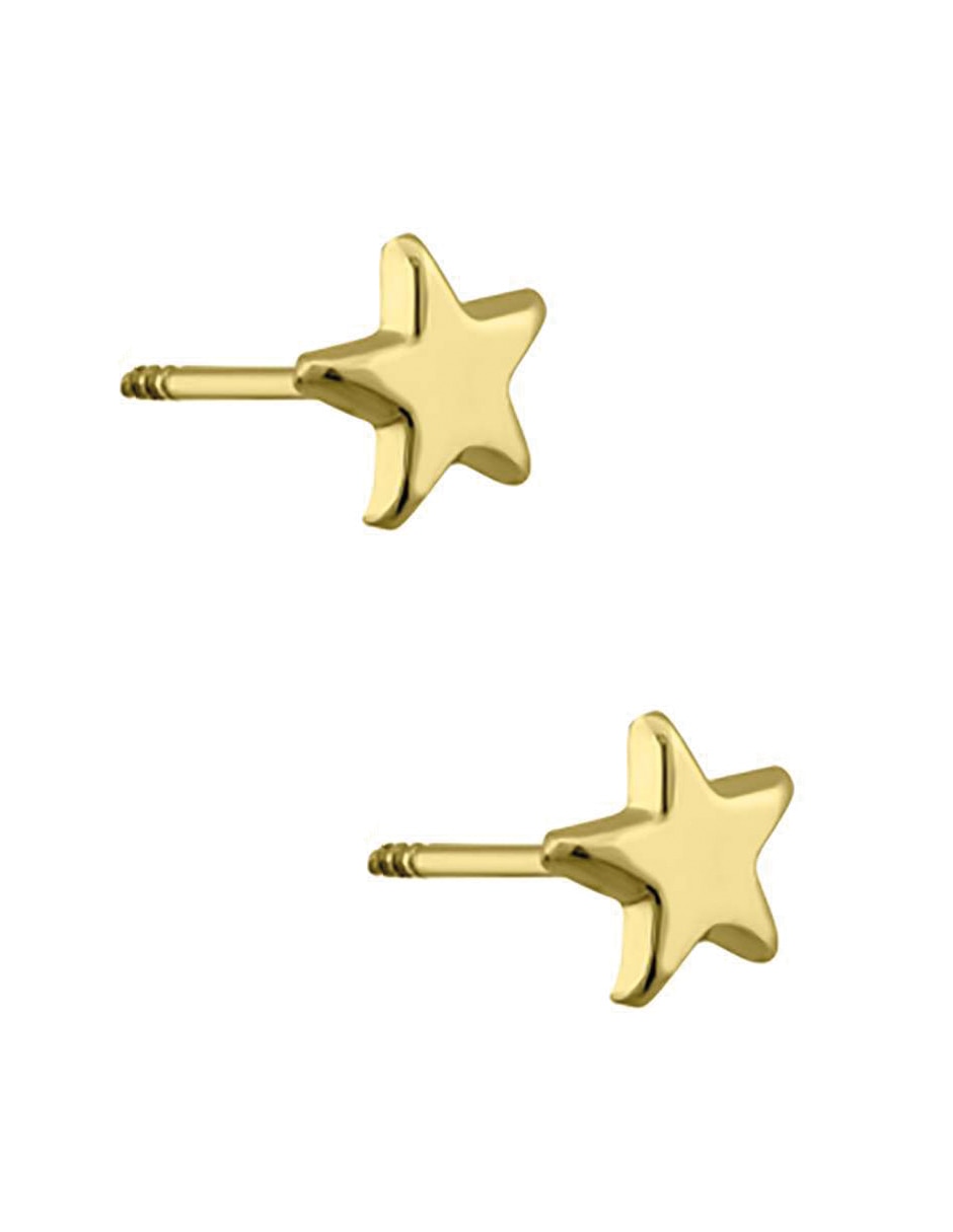Broqueles de estrella de oro amarillo 14 K con acabado pulido 2