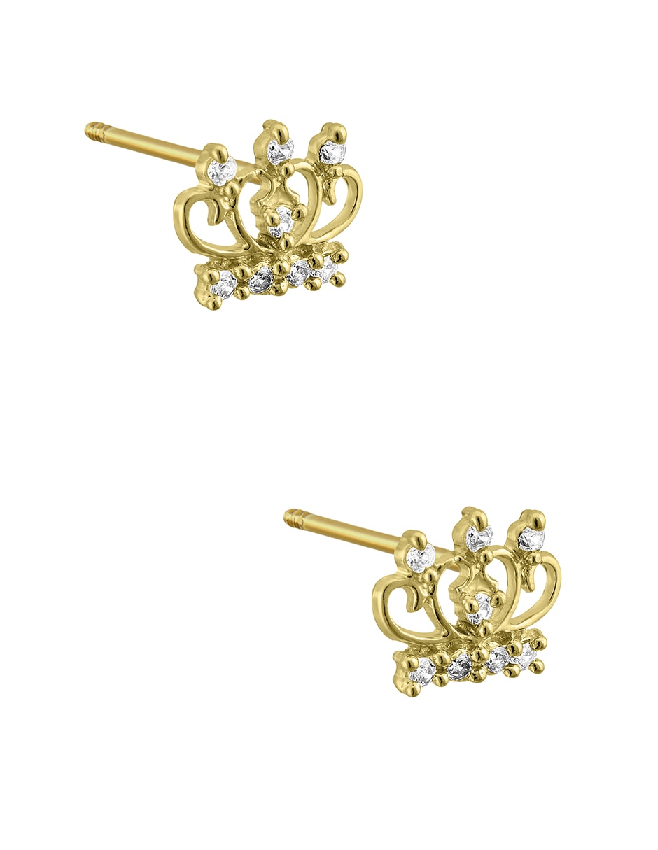 Broqueles de corona de oro amarillo 14 K con acabado pulido 2