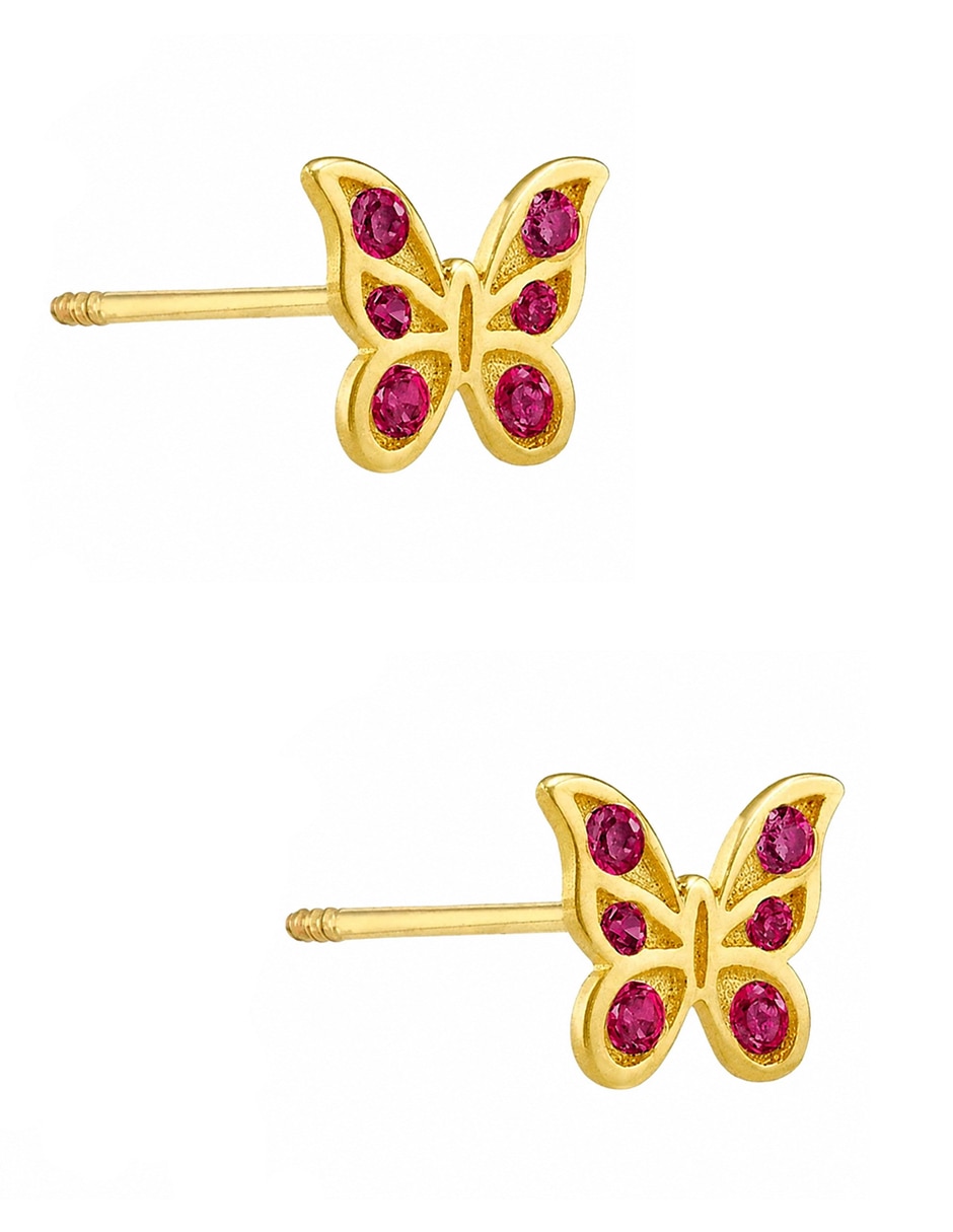 Broqueles de mariposa de oro amarillo 14 K con acabado pulido 2