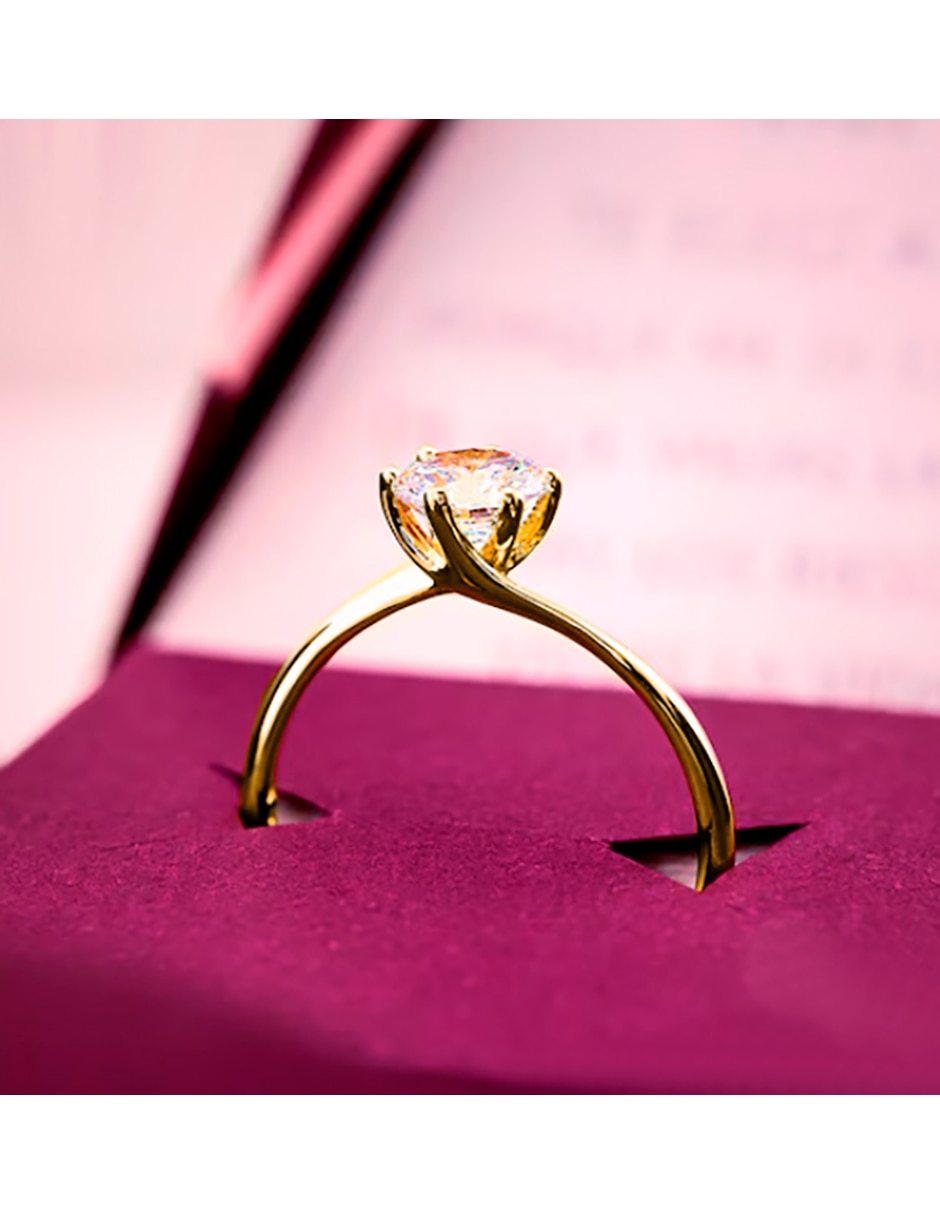 Anillo de compromiso de 10 k Zirconia 6