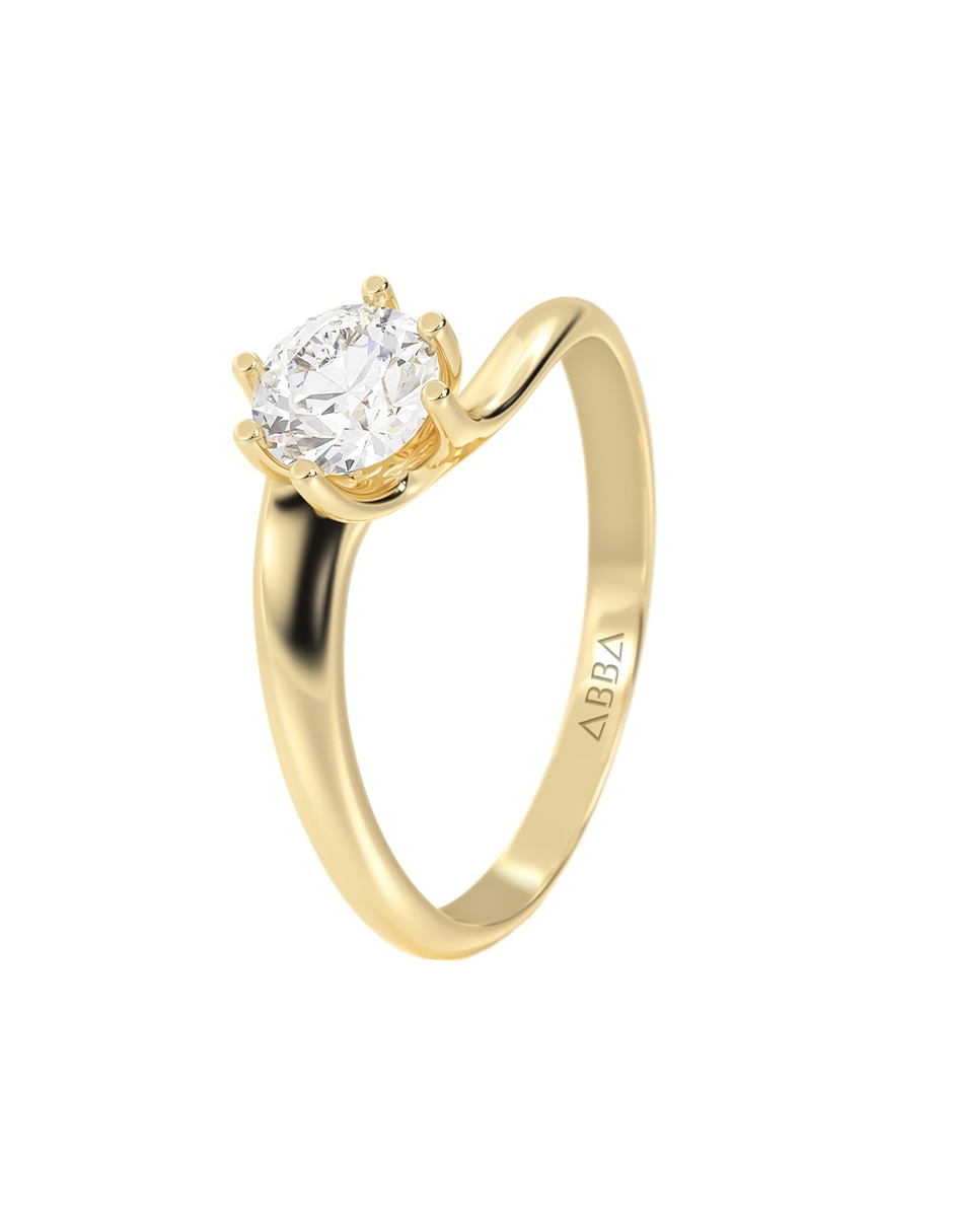 Anillo de compromiso de 14 k Zirconia 5