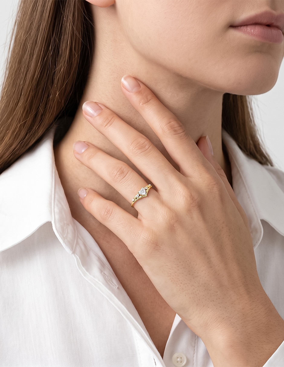 Anillo de compromiso de 14 k Zirconia 5