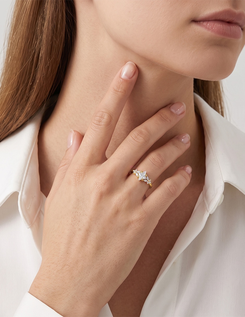 Anillo de compromiso de 10 k Zirconia 5