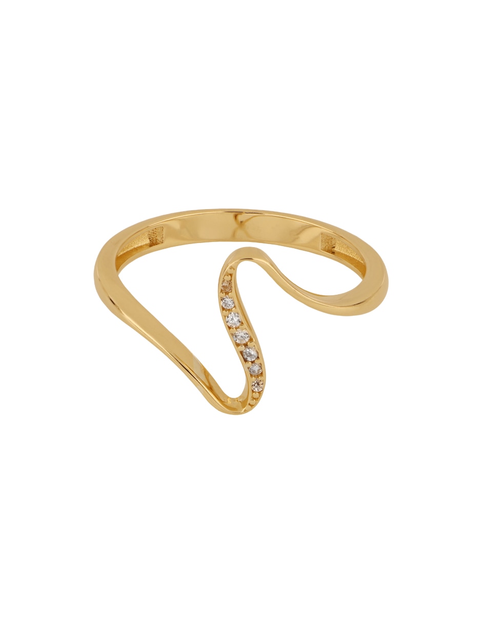 Anillo dinasiti 14 k de oro amarillo zirconia pulido 4