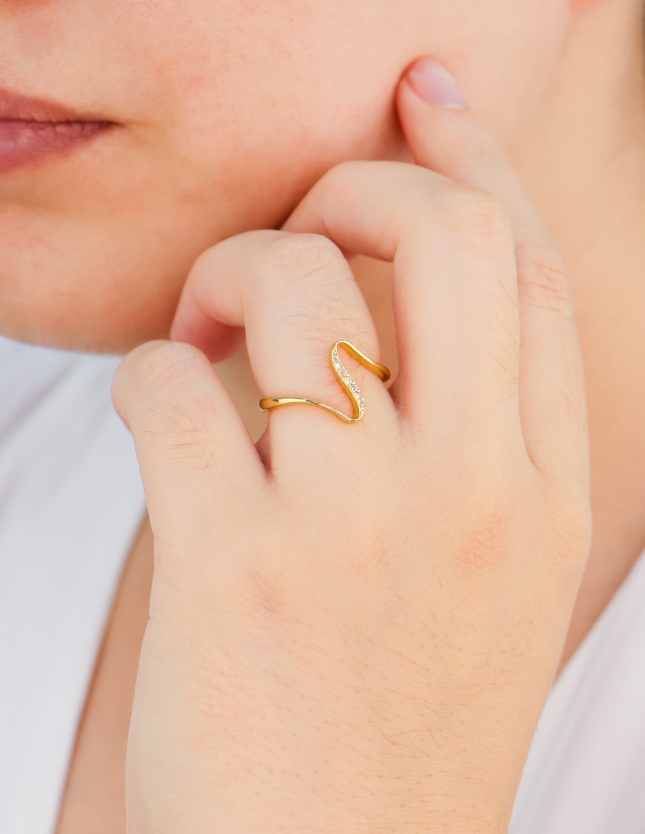 Anillo dinasiti 14 k de oro amarillo zirconia pulido 2