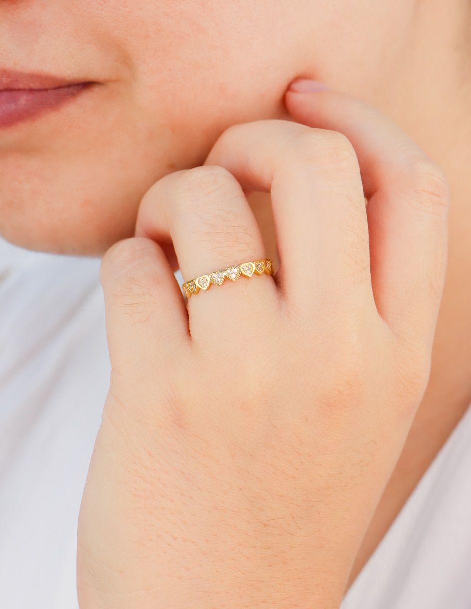 Anillo dinasti 14 k de oro amarillo zirconia pulido 2