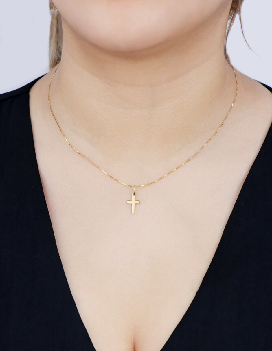 Dije de cruz dinasti de oro amarillo 14 k