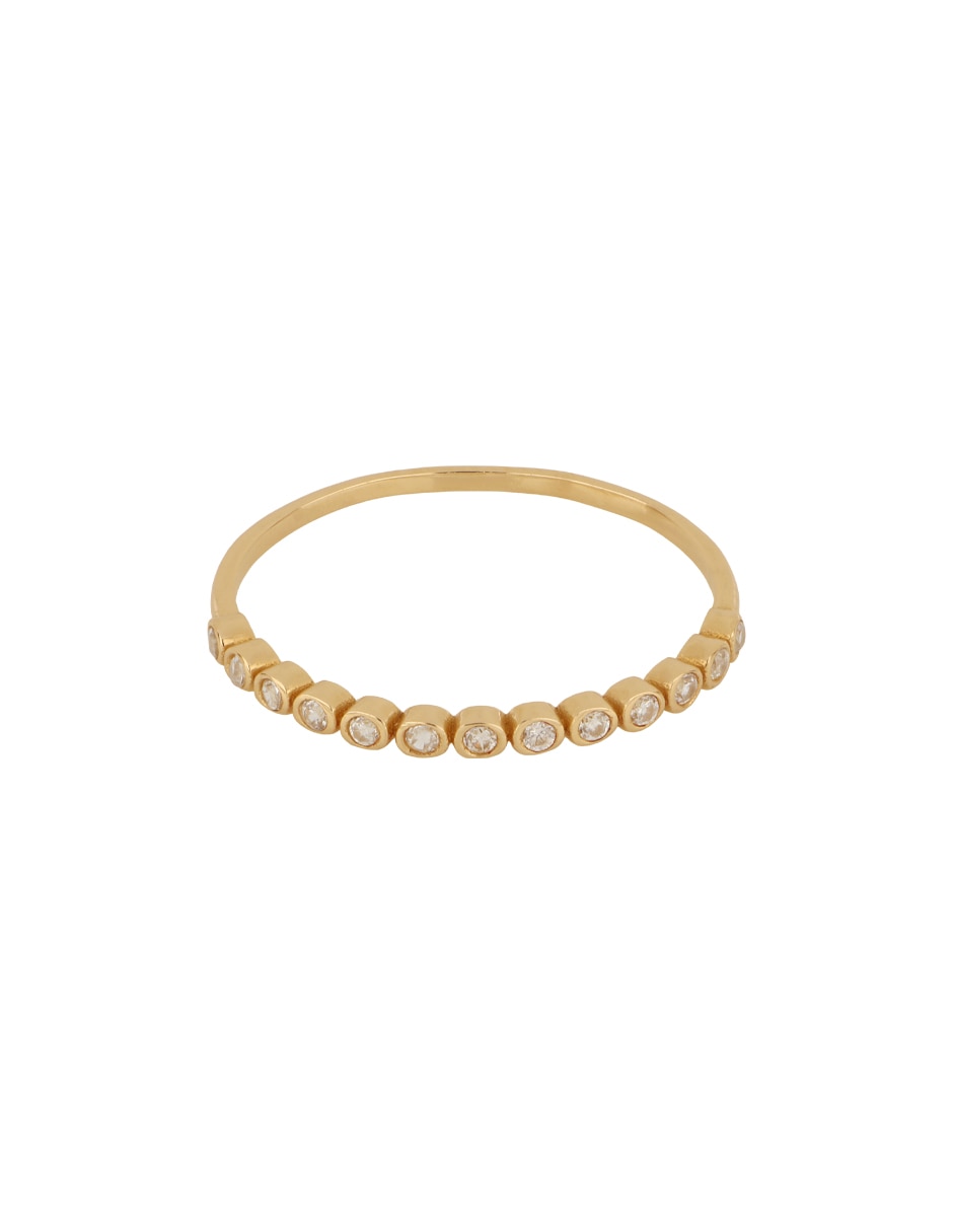 Anillo dinasti 14 k de oro amarillo zirconia pulido