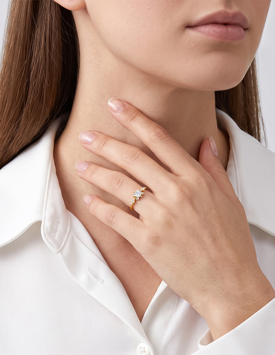 Anillo de compromiso de 10 k zirconia 5