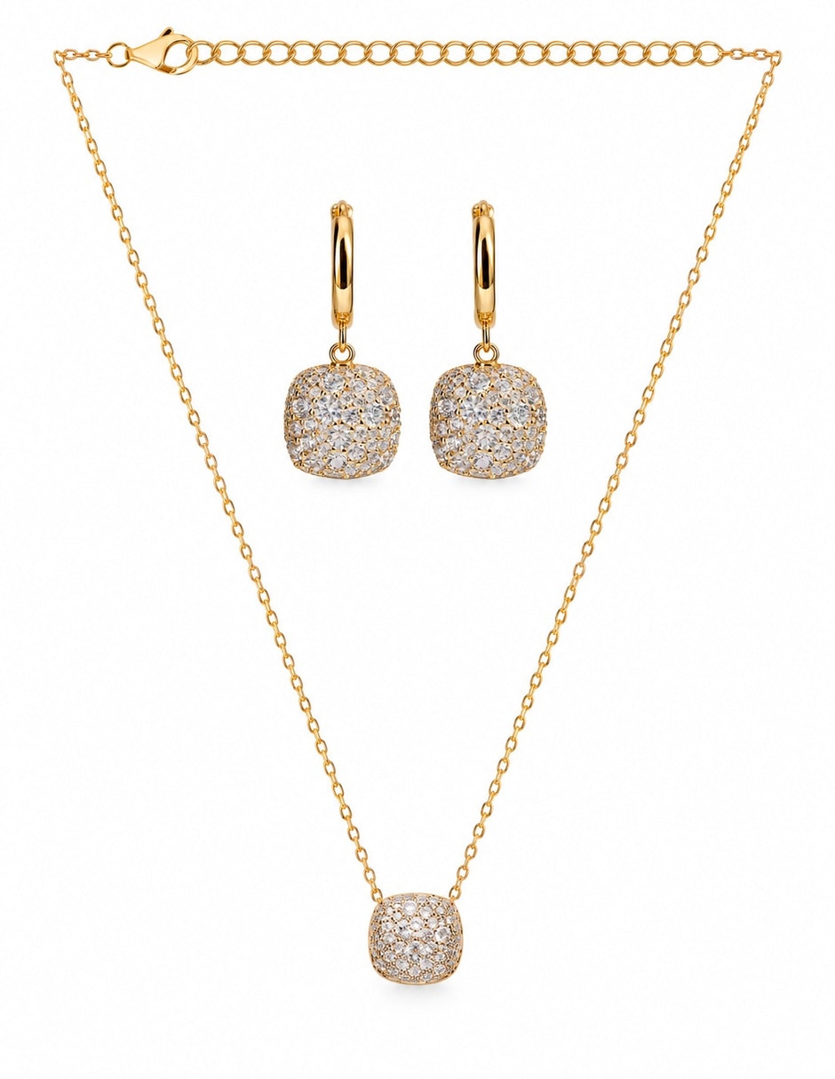 Aretes y collar de plata p 925 zirconia