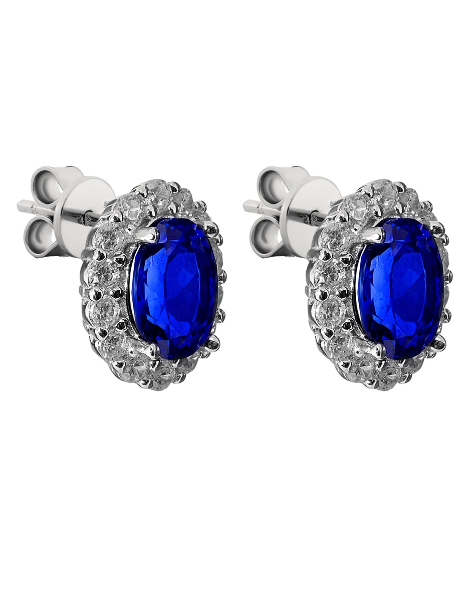 Aretes y collar de plata p 925 zafiro 8