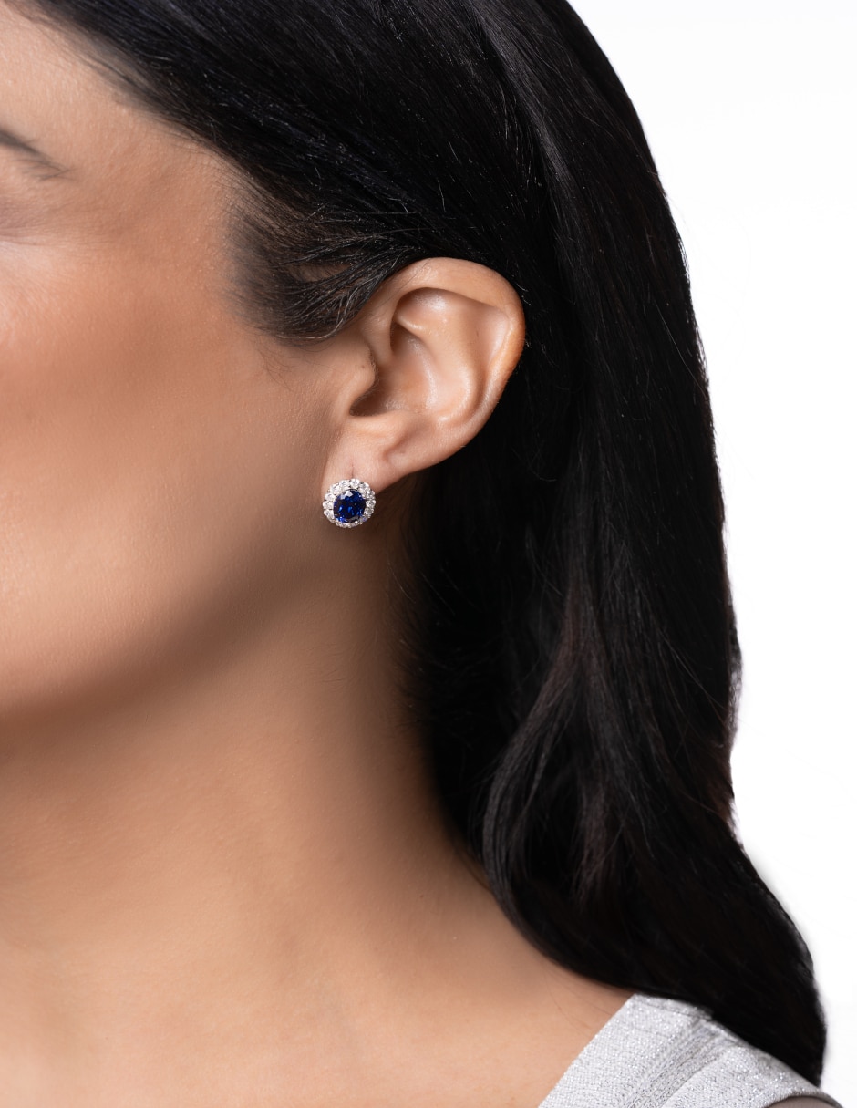 Aretes y collar de plata p 925 zafiro