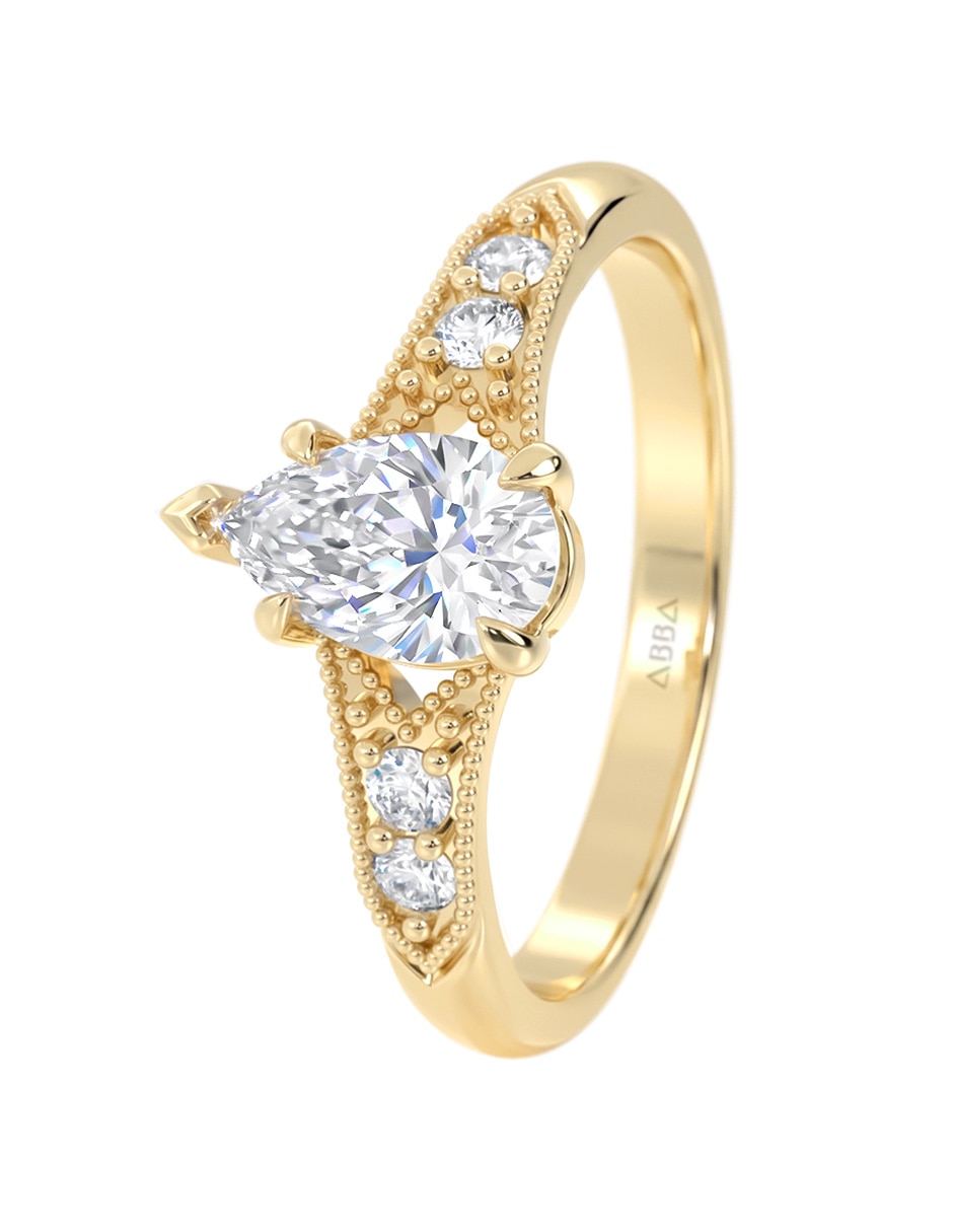 Anillo de compromiso de 14 k Zirconia 3