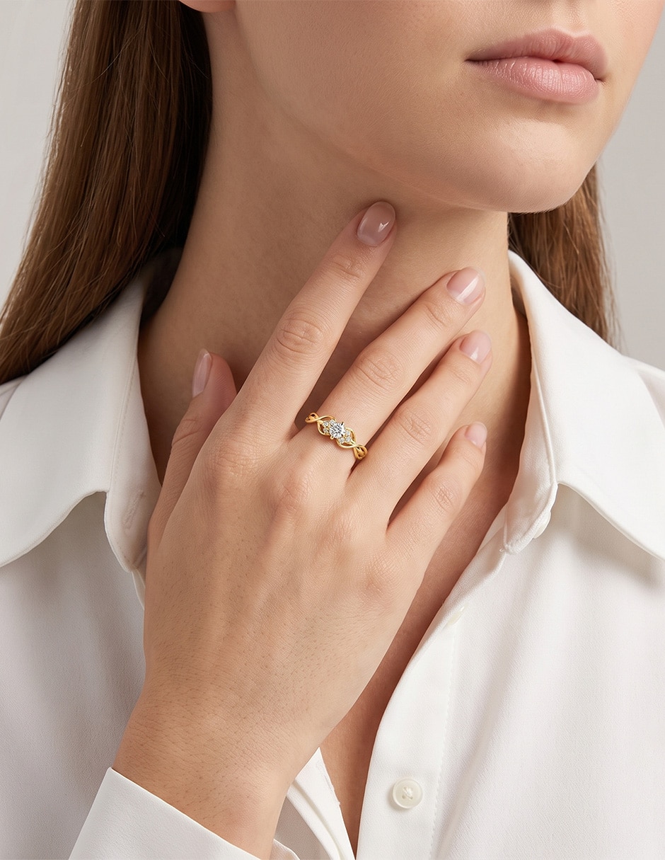Anillo de compromiso de 10 k zirconia 5