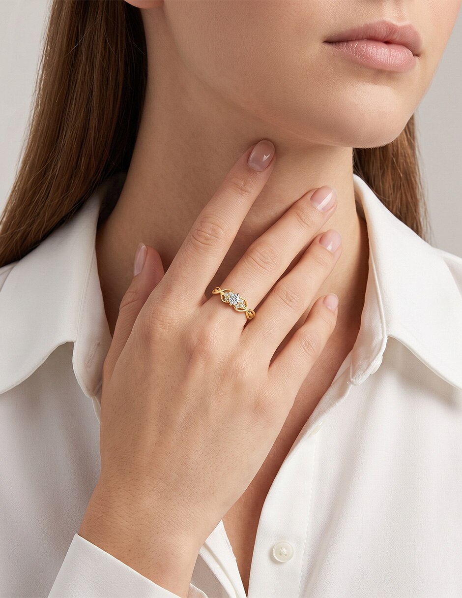 Anillo de compromiso de 14 k zirconia 5