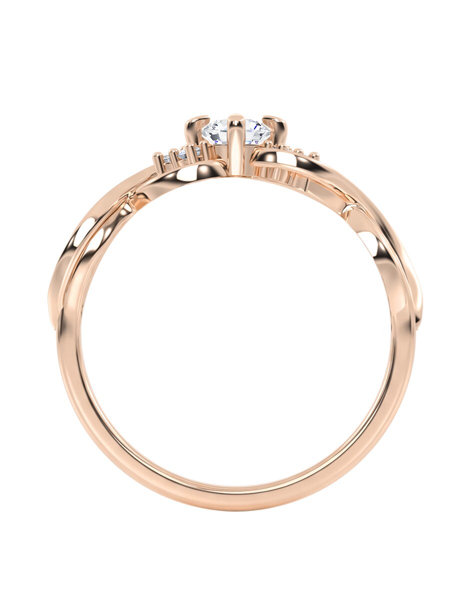 Anillo de compromiso de oro 10 K zirconia 4