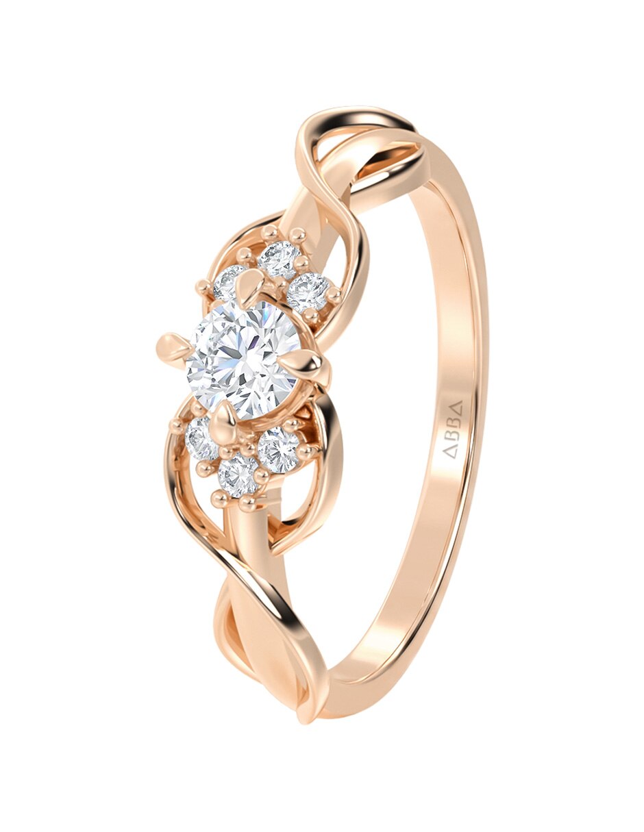 Anillo de compromiso de oro 10 K zirconia 3