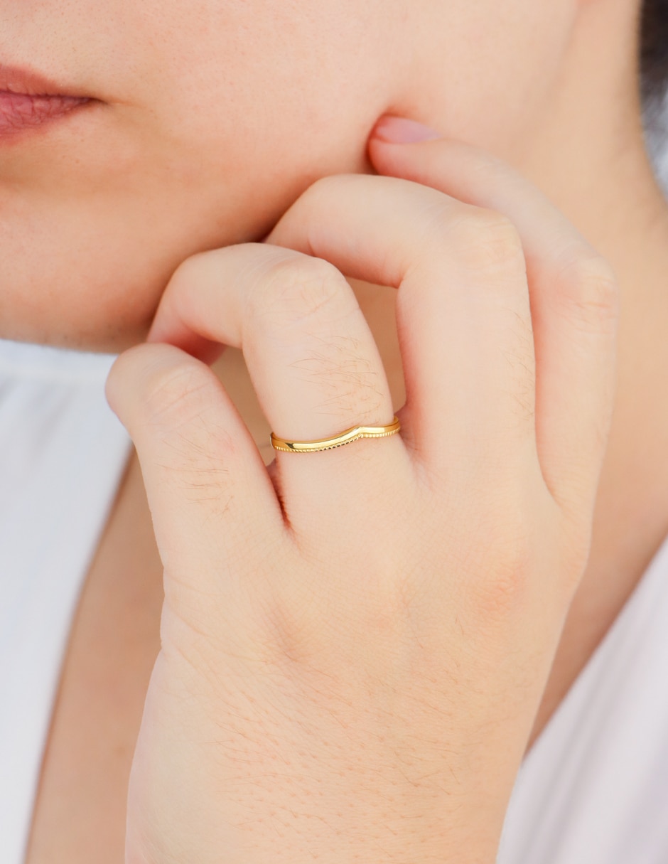 Anillo 14 k de oro amarillo pulido
