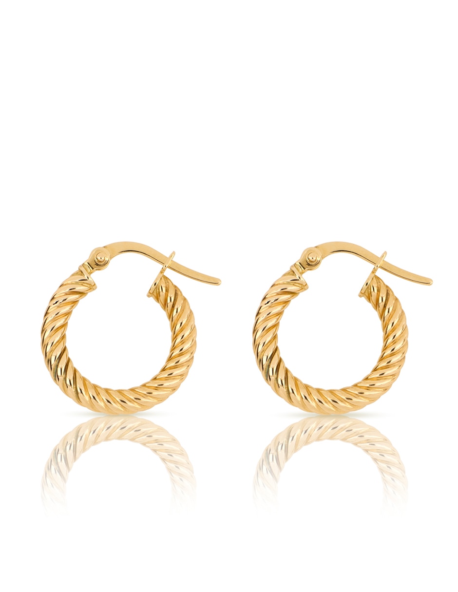 Arracadas Dinasti de oro amarillo 14 K con acabado diamantado Arracadas Dinasti de oro amarillo 14 K con acabado diamantado