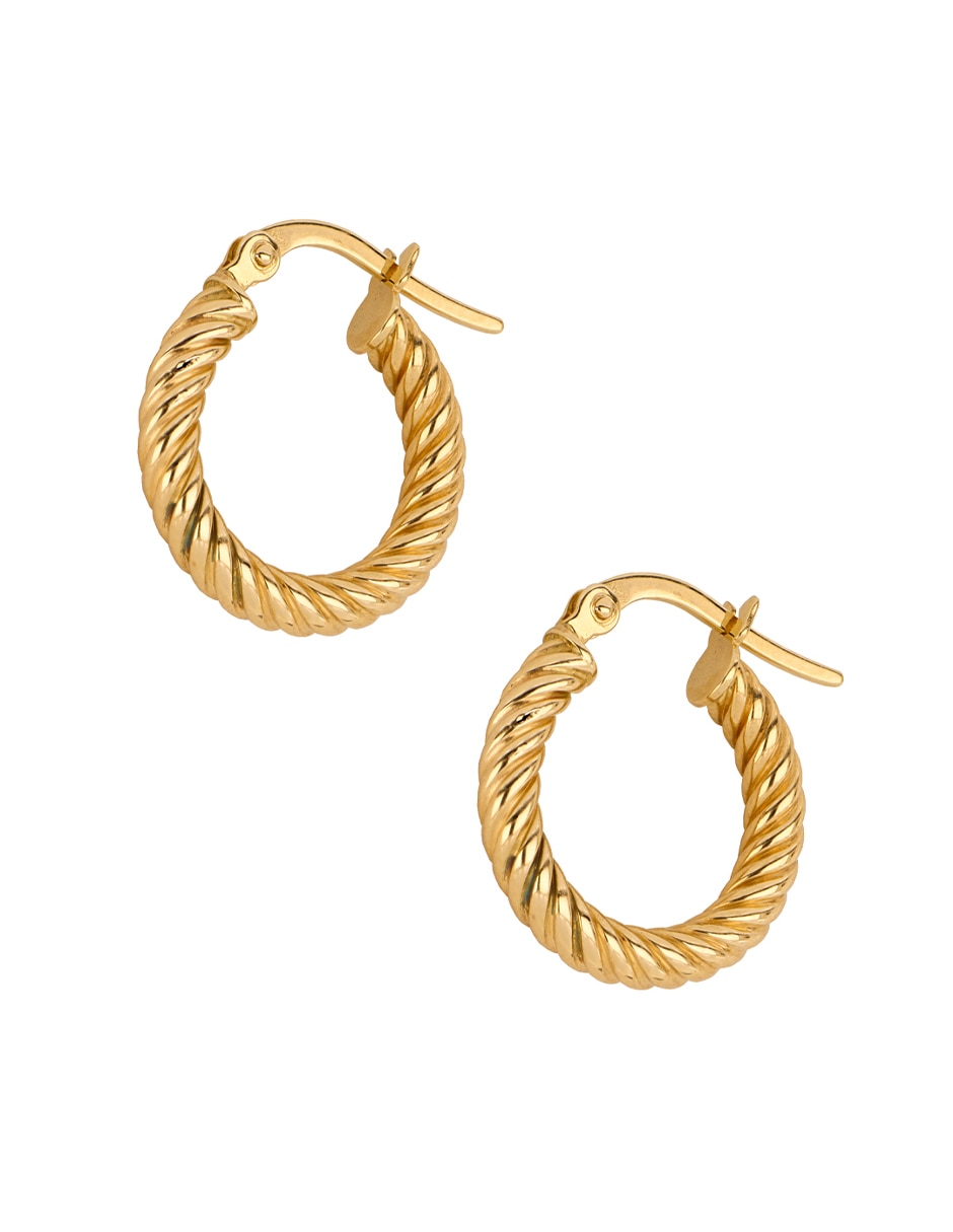 Arracadas Dinasti de oro amarillo 14 K con acabado diamantado 2