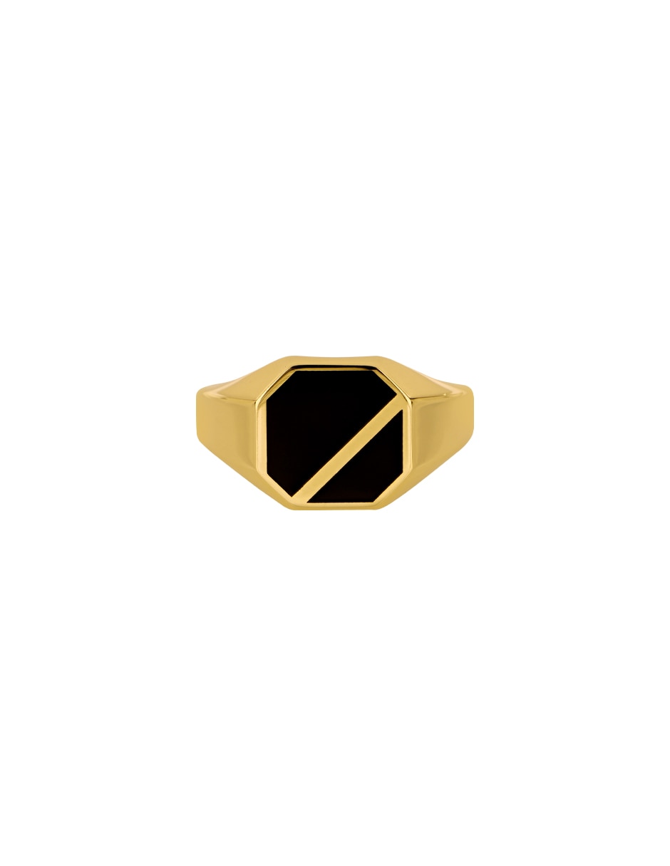 Anillo Hexagonal Dinasti 14 k de oro amarillo Ónix pulido Anillo Hexagonal Dinasti 14 k de oro amarillo Ónix pulido