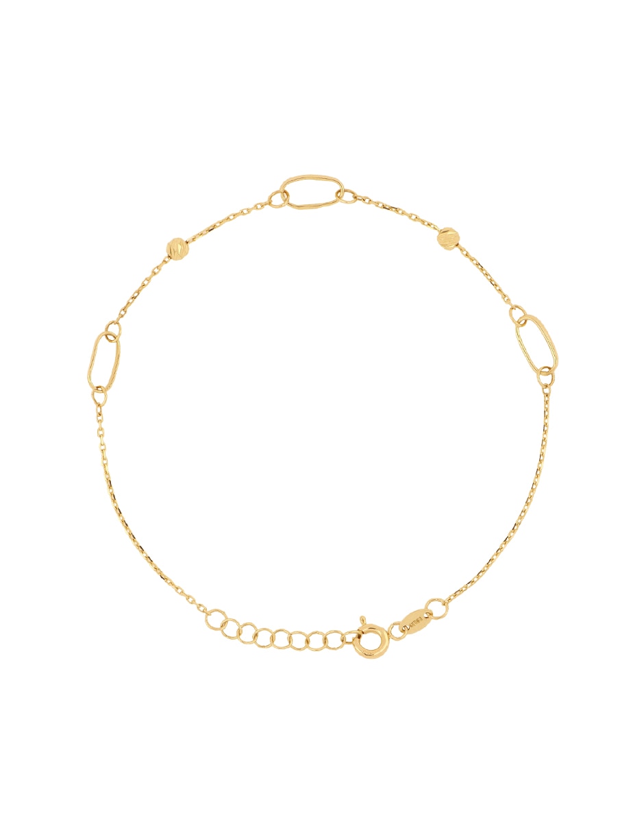 Pulsera de oro amarillo con zirconia 14 K acabado pulido
