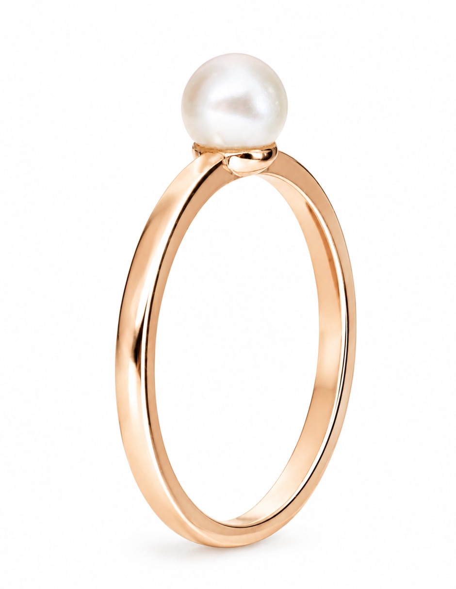 Anillo 14 k de oro amarillo perla brillante 2