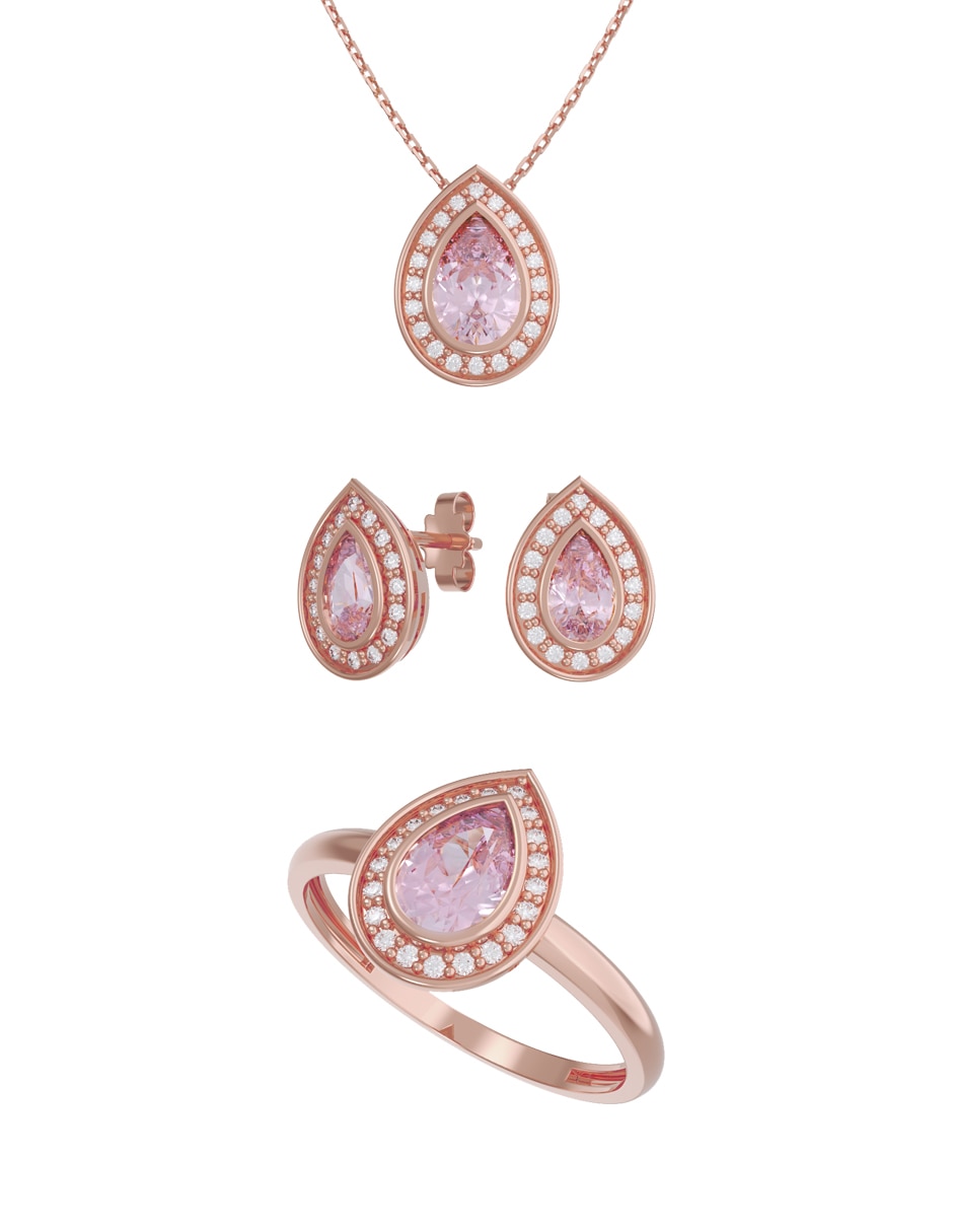 Aretes collar y anillo de (si aplica) No aplica de Oro 14 k Zirconia 1