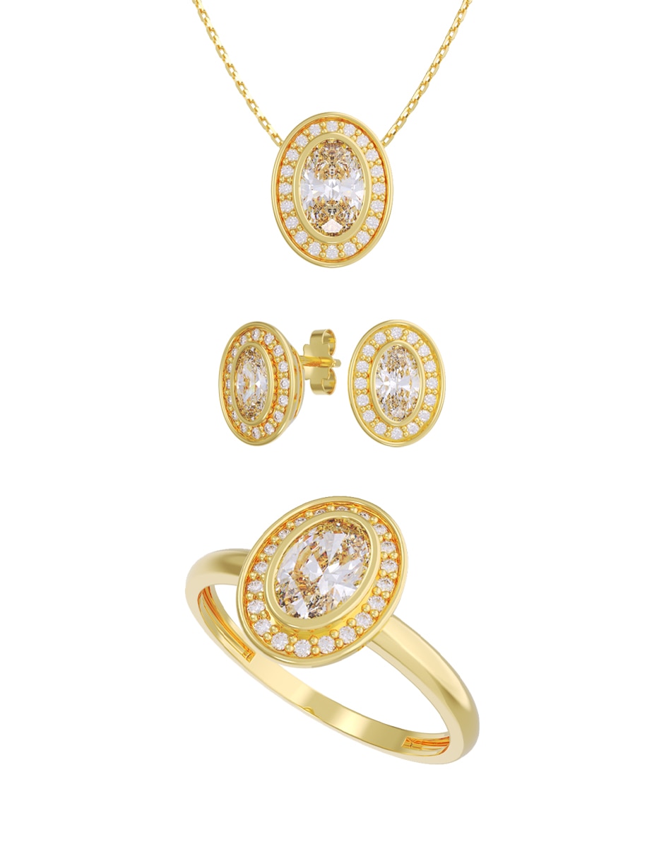 Aretes collar y anillo de (si aplica) Eternidad 2026 No aplica de Oro 10 k Zirconia