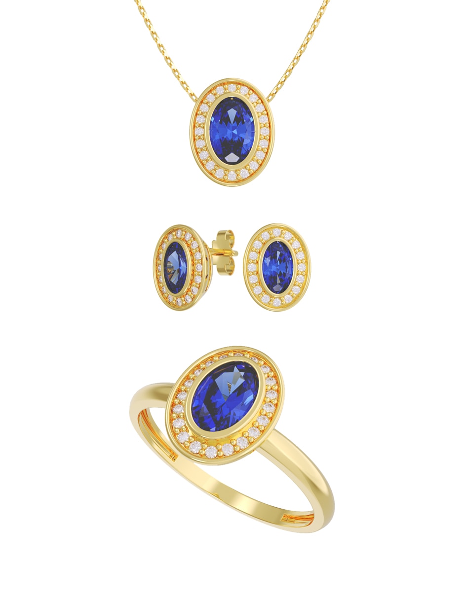 Aretes collar y anillo de (si aplica) Eternidad 2026 No aplica de Oro 10 k Zirconia