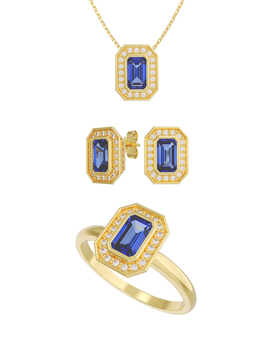Aretes collar y anillo de (si aplica) Eternidad 2026 No aplica de Oro 10 k Zirconia
