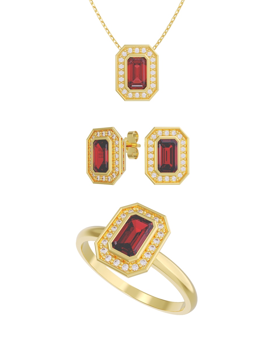 Aretes collar y anillo de (si aplica) Eternidad 2026 No aplica de Oro 10 k Zirconia