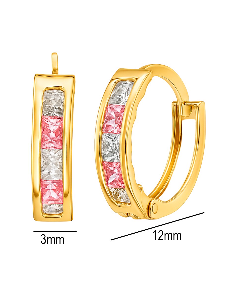 Huggies de (si aplica) No aplica Sin familia de Oro 14 K con acabado Brillante Zirconia 5
