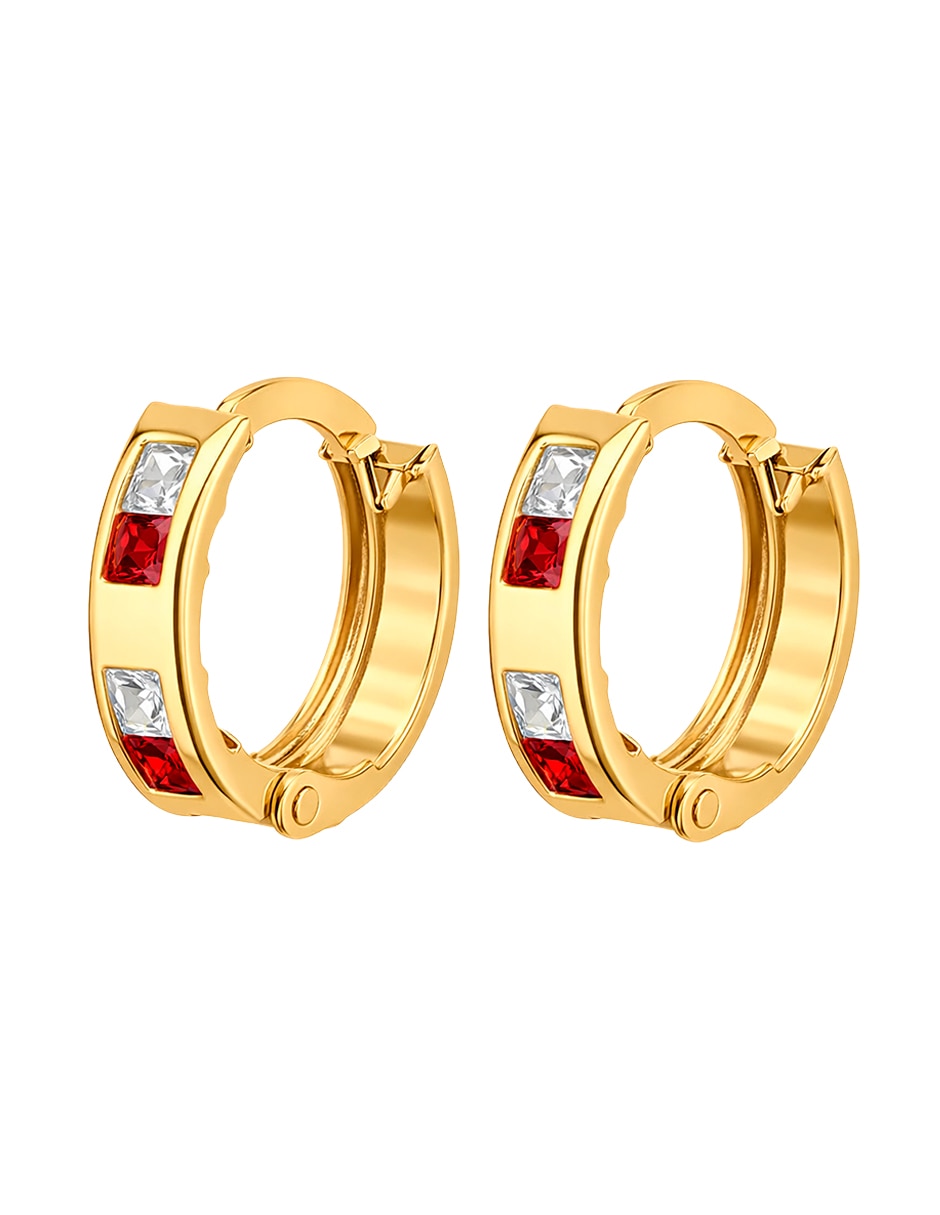 Huggies de oro amarillo 14 k con acabado brillante zirconia Huggies de oro amarillo 14 k con acabado brillante zirconia