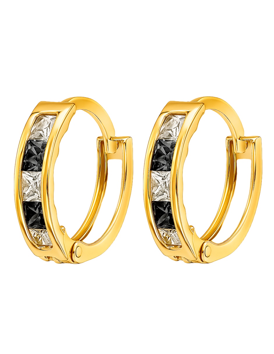 Huggies de (si aplica) No aplica Sin familia de Oro 14 K con acabado Brillante Zirconia 2