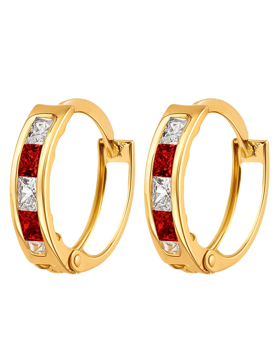 Huggies de oro 14 k con acabado brillante zirconia Huggies de oro 14 k con acabado brillante zirconia