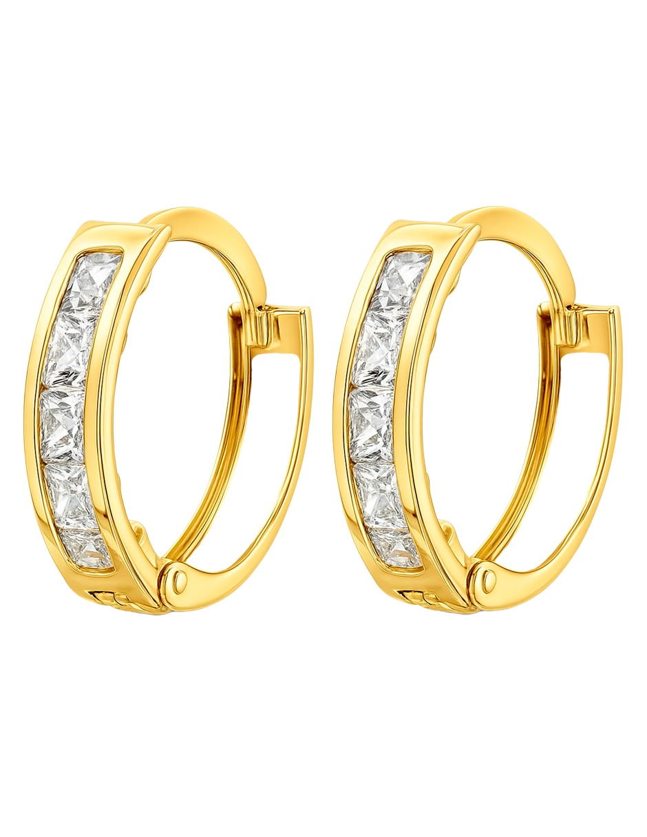 Huggies de (si aplica) No aplica Sin familia de Oro 14 K con acabado Brillante Zirconia 2