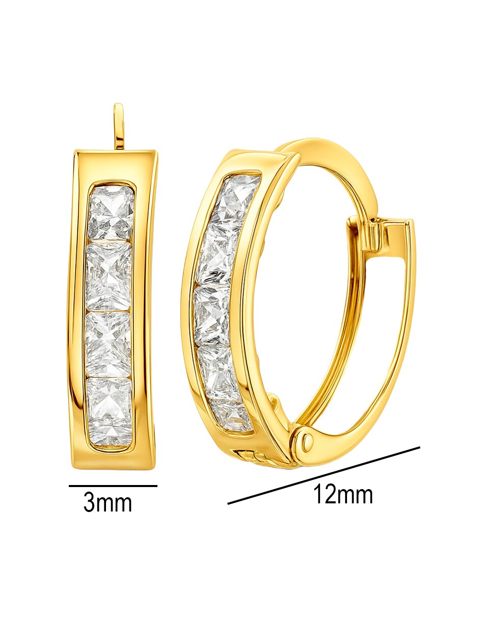 Huggies de (si aplica) No aplica Sin familia de Oro 14 K con acabado Brillante Zirconia 5