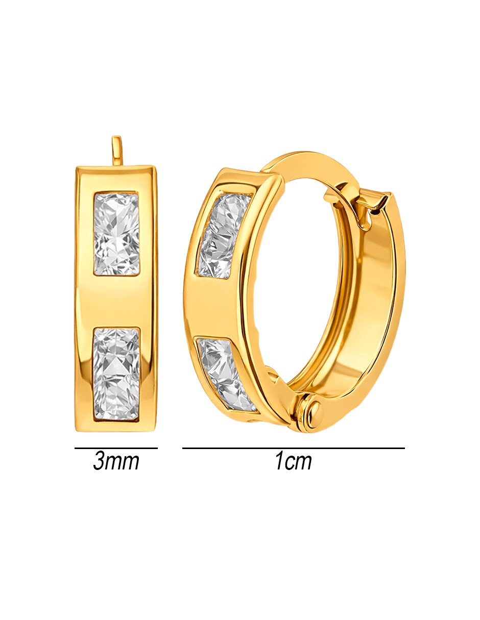 Huggies de (si aplica) No aplica Sin familia de Oro 14 K con acabado Brillante Zirconia 5
