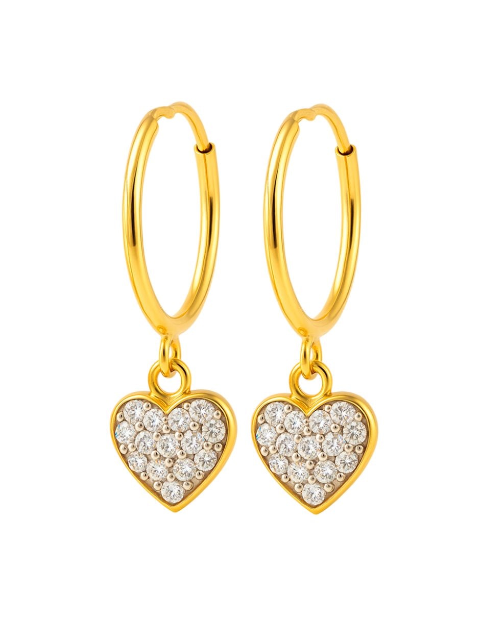 Arracadas de oro 14 k con acabado brillante zirconia Arracadas de oro 14 k con acabado brillante zirconia