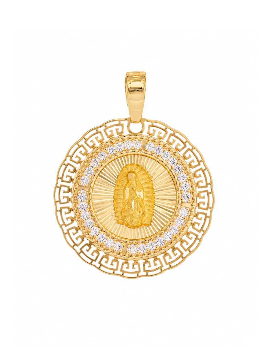 Medalla de redonda virgen de guadalupe de oro 10 k